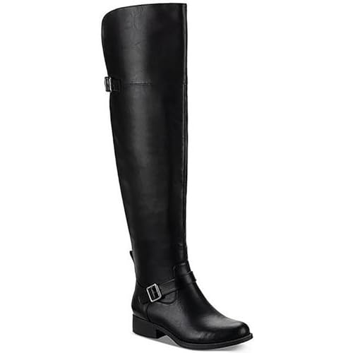 Sun + Stone Anya Damen Overknee-Stiefel mit Blockabsatz, Mandelspitze, Schwarz, 38.5 EU von SUN STONE