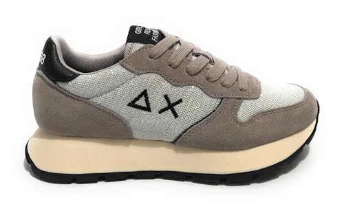 SUN68 Damen Sneakers Low Polyester Z45202, Glitzer Textile Silber, 39 EU von SUN68