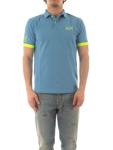 SUN68 Polo Logo Fluo S/S Avio A35122 56, hellblau, Large von SUN68