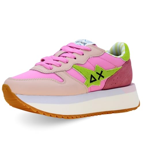 SUN68 Schuhe Big Stargirl Spongee Logo Code CPZ35215-04 Rosa, Rosa Grün Schwarz, 40 EU von SUN68