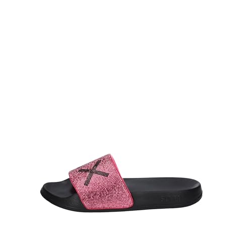 SUN68 X35205 Slippers Logo Strass Schwarz Pink Damen Hausschuhe aus Gummi, Schwarz , 41 EU von SUN68