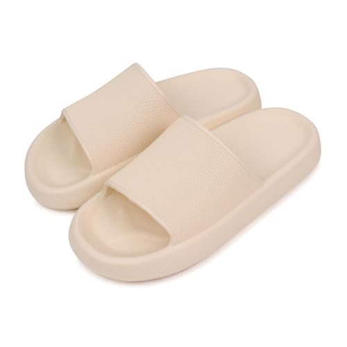 Badelatschen Damen Herren Original Badelatschen Damen Pillow Cloud Slippers Sommer Schlappen Rutschfest Badeschuhe (Beige, Erwachsene, Damen, 35, Numerisch (von/bis), EU Schuhgrößensystem, 36, M) von SUNAVY