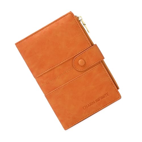 Damen Portemonnaie Klein PU Leder Geldbörse Klein Damen Vielen Fächern mit Münzfach Portmonee Damen Klein, Geldbeutel Damen Klein mit RFID Schutz Wallet for Women (Orange) von SUNAVY