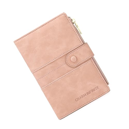 Damen Portemonnaie Klein PU Leder Geldbörse Klein Damen Vielen Fächern mit Münzfach Portmonee Damen Klein, Geldbeutel Damen Klein mit RFID Schutz Wallet for Women (Rosa) von SUNAVY