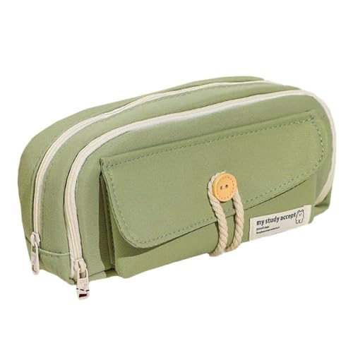 Federmäppchen für Schule Mäppchen Mädchen mit 3 Fächern Große Kapazität Federtasche Cute Pencil Case Aesthetic Stiftemäppchen für Schule Büro Mädchen Damen Student (Grün) von SUNAVY