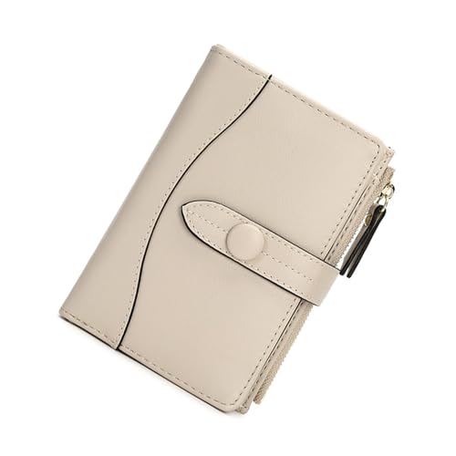 Geldbörse Damen Klein Viele Fächer Portemonnaie Damen Klein mit RFID Schutz Elegante Portmonee Damen Klein PU Leder Große Kapazität Geldbeutel Damen Klein (Beige) von SUNAVY