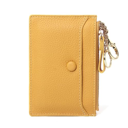 Kleiner Geldbeutel Damen PU Leder Kreditkartenetui RFID Schutz Geldbörse Damen Klein Kartenetui mit Münzfach, Kleines Portemonnaie Kartenhalter Slim Wallet (Gelb) von SUNAVY