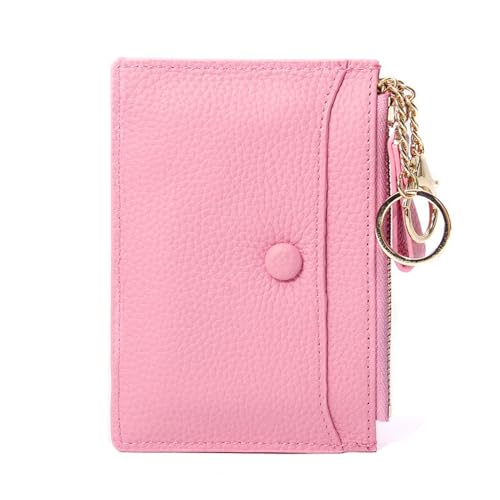 Kleiner Geldbeutel Damen PU Leder Kreditkartenetui RFID Schutz Geldbörse Damen Klein Kartenetui mit Münzfach, Kleines Portemonnaie Kartenhalter Slim Wallet (Rosa) von SUNAVY
