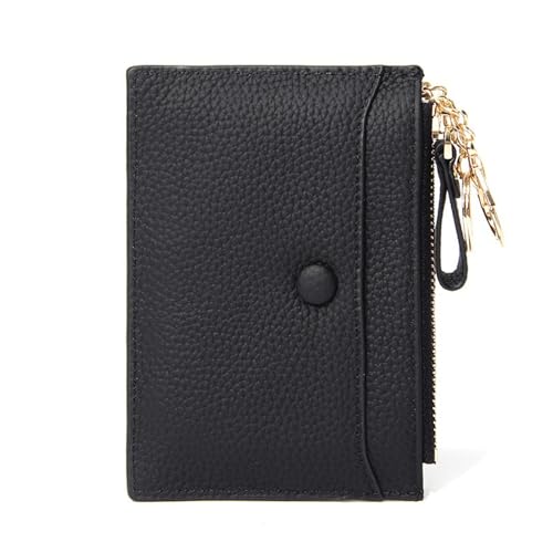 Kleiner Geldbeutel Damen PU Leder Kreditkartenetui RFID Schutz Geldbörse Damen Klein Kartenetui mit Münzfach, Kleines Portemonnaie Kartenhalter Slim Wallet (Schwarz) von SUNAVY