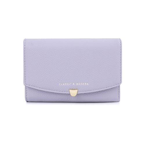 SUNAVY Portemonnaie Damen Klein PU Leder Geldbeutel Damen Klein mit Münzfach und RFID Schutz, Kleiner Geldbeutel Damen, Mini Geldbörse Damen Viele Fächer (Lila) von SUNAVY