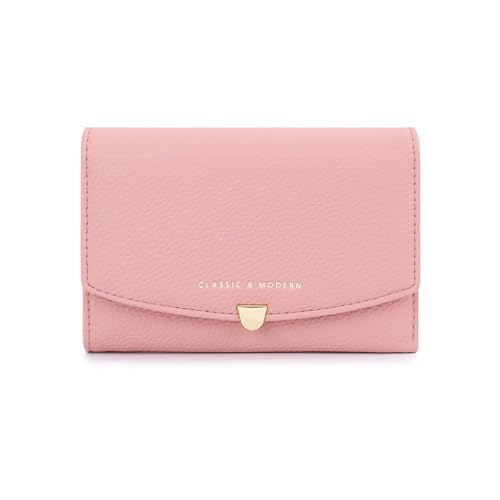 Portemonnaie Damen Klein PU Leder Geldbeutel Damen Klein mit Münzfach und RFID Schutz, Kleiner Geldbeutel Damen, Mini Geldbörse Damen Viele Fächer (Rosa) von SUNAVY