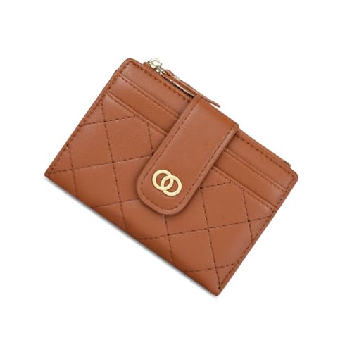SUNAVY® Mini Geldbörse Damen Klein: Viele Fächer, 8 Kartenfächer, Münztasche, Kleines Portemonnaie Damen Leder RFID Schutz (Braun) von SUNAVY