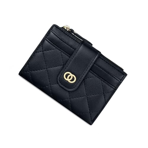 SUNAVY Mini Geldbrse Damen Klein: Viele Fcher, 8 Kartenfcher, Mnztasche - Kleines Portemonnaie Damen Leder RFID Schutz (Schwarz) von SUNAVY