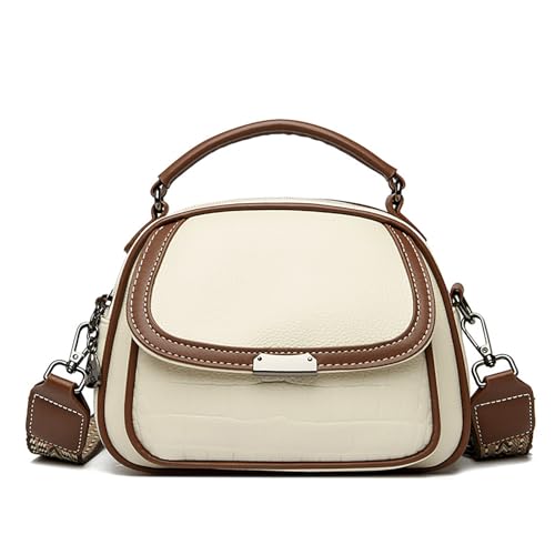 SUNAVY Crossbody Bag Damen Umhängetasche Damen Handtasche Damen Handytasche zum Umhängen mit Breitem Schultergurt Klein Moderne Taschen Vintage Trangetasche für Mädchen und Damen (Beige) von SUNAVY