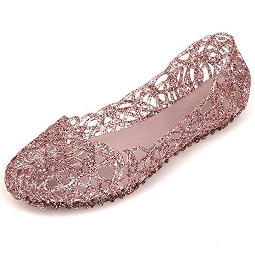 SUNAVY Damen Hohl Flach Gelee Sandalen Bird-Nest Ballett Weich Plastik Schuh,40 EU, Rosa von SUNAVY