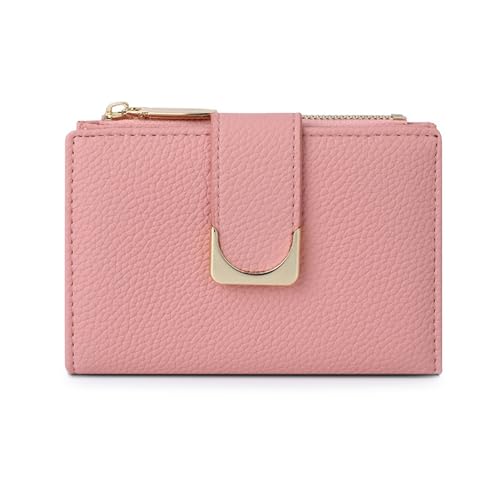 SUNAVY Damen Portemonnaie Klein PU Leder Mini Geldbörse Damen Klein und im Kurzformat Geldbeutel Damen Klein Viele Fächer Portmonee Damen Klein mit Münzfach und 6 Kartenfächer (Rosa) von SUNAVY