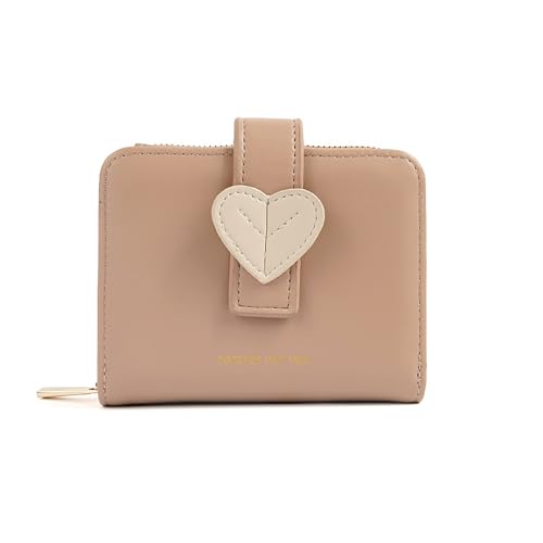 SUNAVY Geldbörse Damen Klein Viele Fächer Portemonnaie Damen Klein mit 6 Kartenfächer Elegante Portmonee Damen Klein PU Leder Große Kapazität Geldbeutel Damen Klein (Beige) von SUNAVY