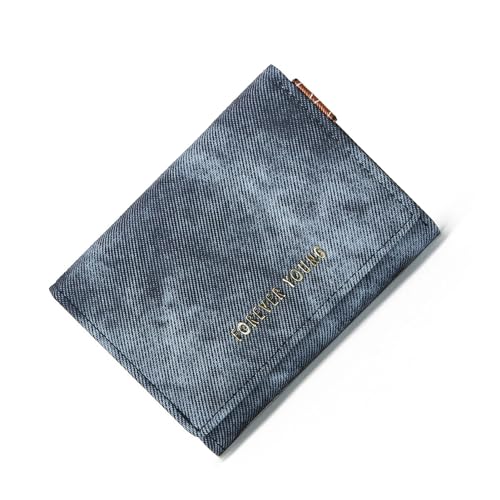 SUNAVY Geldbörse Damen Kleine Retro Leder Portmonee Damen Große Kapazität Portemonnaie Viele Fächer Stylisch Tri-Fold Geldbeutel Damen Klein mit Münzfach (Navy) von SUNAVY