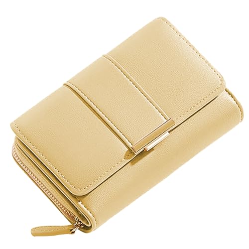 SUNAVY Geldbörse Damen Viele Fächer mit 10 Kartenfächer Portemonnaie Damen Elegante und Süße Geldbeutel Damen mit Große Kapazität Portmonee Damen PU Leder Zipper Brieftasche (Gelb) von SUNAVY