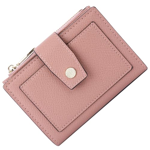 SUNAVY Geldbörse Klein Damen PU Leder Damen Portemonnaie Klein RFID-Blockierung Geldbeutel Damen Klein mit 6 Kartenfächern und Seitliche Münzfach Bifold Compact Portmonee Damen Klein (Rosa) von SUNAVY