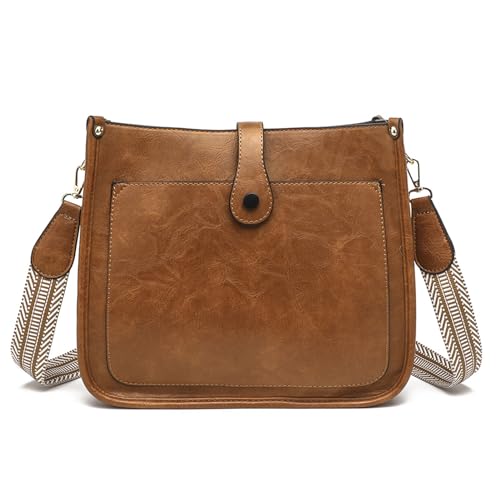 SUNAVY Handtasche Damen Umhängetasche, Umhangestachsche Damen Weich PU Leder Crossbody Bag Damen Moderne Taschen Stylisch Schultertasche für Tägliches Arbeiten (Braun) von SUNAVY