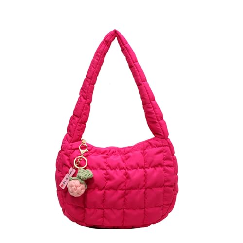 SUNAVY Handtasche Klein Hobo Bag Halbmond Gesteppte Tasche Kleine Umhängetasche Damen y2k Tasche Weiche Faltbare Schultertasche Damen mit Reißverschluss Puffer Tote Bag (Lila 2) von SUNAVY