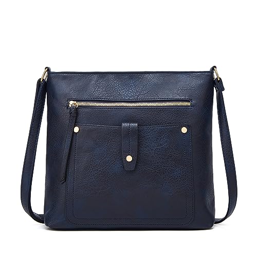 SUNAVY Handytasche Mit Geldbörse Zum Umhängen PU Leder Crossbody Bag Damen Modern Umhängetasche Damen Klein Mit Verstellbar Schultergurt (Blau) von SUNAVY