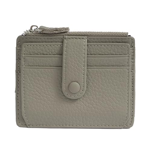 SUNAVY Kleine Geldbörse Damen Vintage Leder Portemonnaie Damen Klein mit 12 Kartenfächer Geldbeutel Damen Viele Fächer RFID Brieftasche Münzfach (Grau) von SUNAVY
