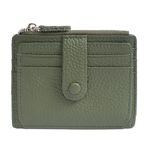 SUNAVY Kleine Geldbörse Damen Vintage Leder Portemonnaie Damen Klein mit 12 Kartenfächer Geldbeutel Damen Viele Fächer RFID Brieftasche Münzfach (Grün) von SUNAVY