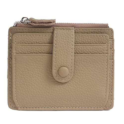 SUNAVY Kleine Geldbörse Damen Vintage Leder Portemonnaie Damen Klein mit 12 Kartenfächer Geldbeutel Damen Viele Fächer RFID Brieftasche Münzfach (Khaki) von SUNAVY