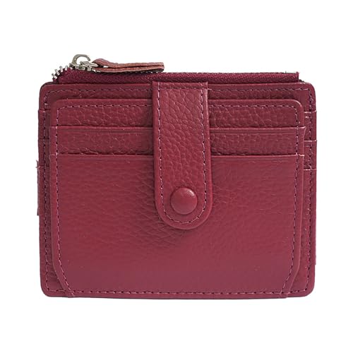 SUNAVY Kleine Geldbörse Damen Vintage Leder Portemonnaie Damen Klein mit 12 Kartenfächer Geldbeutel Damen Viele Fächer RFID Brieftasche Münzfach (Rot) von SUNAVY