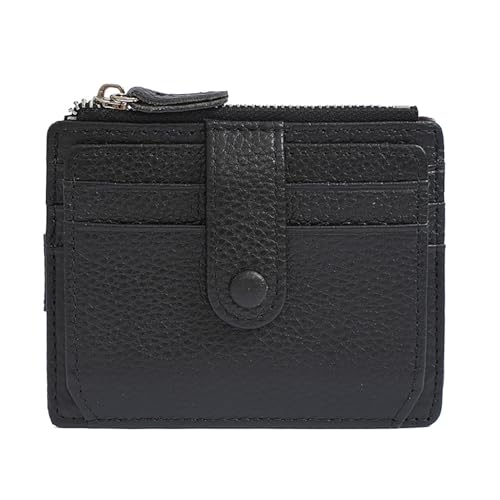 SUNAVY Kleine Geldbörse Damen Vintage Leder Portemonnaie Damen Klein mit 12 Kartenfächer Geldbeutel Damen Viele Fächer RFID Brieftasche Münzfach (Schwarz) von SUNAVY
