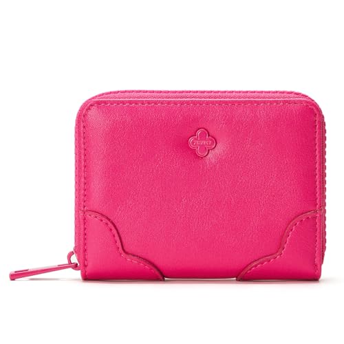 SUNAVY Kleines Portemonnaie Damen Leder Geldbeutel Klein mit Münzfach Große Kapazität Geldbörse mit 6 Kartenfächer, Elegante und Süße Portmonee Brieftasche für Frauen (Lila) von SUNAVY