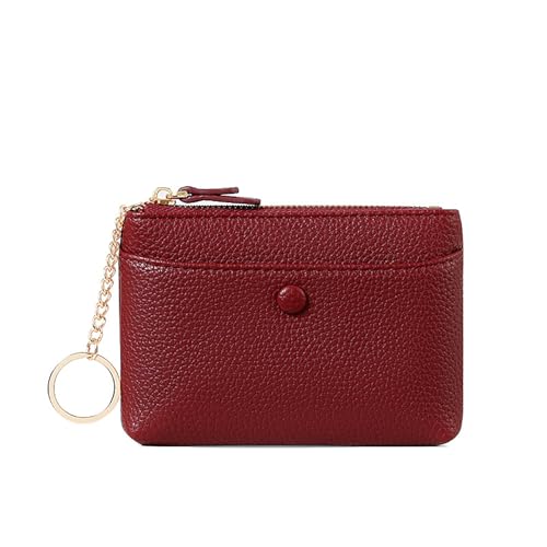 Kleines Portemonnaie Damen PU Leder Geldbörse Damen Klein und im Kurzformat Geldbeutel Damen Klein Münzfach Mini Portmonee Damen (Rot) von SUNAVY