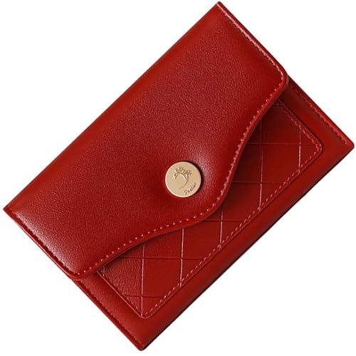 SUNAVY Kleines Portemonnaie Damen aus Weichem PU Leder Geldbörse Damen Klein mit Viele Fächer, Geldtasche Klein Elegante Geldbeutel Damen Klein mit Münzfach und 8 Kartenfächer (Rot) von SUNAVY