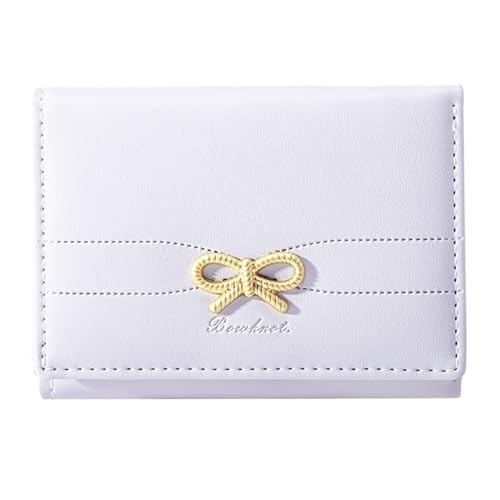 SUNAVY Mini Geldbeutel Damen Geldbörse Klein mit Niedliche Schleife Dekoration Frauen Portemonnaie 7 Kartenhalter Kartenetui für Mädchen (Lila) von SUNAVY