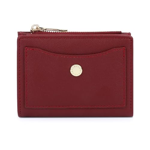 SUNAVY Portemonnaie Damen Klein, Kleiner Geldbeutel Damen mit Münzfach kleine geldbörse Damen mit 6 Kartenfächer, Elegante und Süße Portmonee Brieftasche für Teenager Mädchen (Rot) von SUNAVY