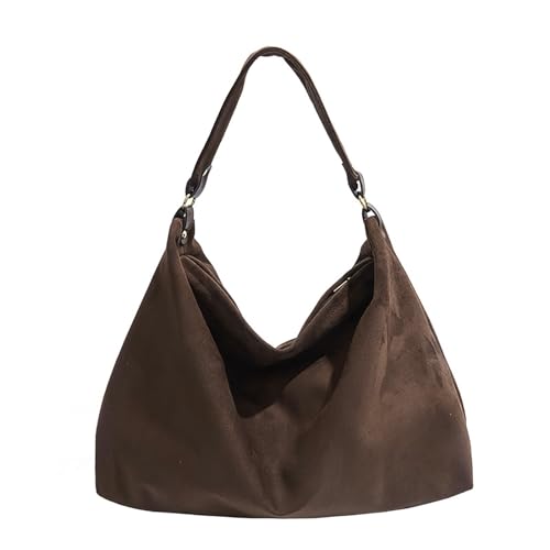SUNAVY Umhängetasche Damen Wildleder Tote Bag Vintage Handtasche Tragetasche Schultertaschen Groß Shopper Tasche Hobo Bag für Reisen, Einkaufen, Party (Kaffee) von SUNAVY