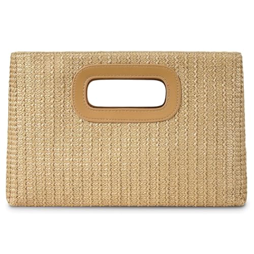 Sommer Umhängetasche Damen Stroh Clutch Handtasche Sommer Gewebte Geldbörse Kleine Strand Urlaub Hochzeit Handtasche (Beige) von SUNAVY