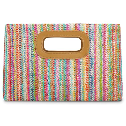Sommer Umhängetasche Damen Stroh Clutch Handtasche Sommer Gewebte Geldbörse Kleine Strand Urlaub Hochzeit Handtasche (Farbig) von SUNAVY
