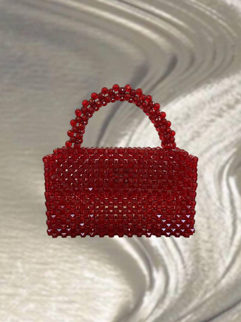 Cherrie Tasche, Perlentasche, Rote Abendtasche, Weinrote Handgemachte Kristallperlentasche, Frauenperlentasche von SUNBEADCO