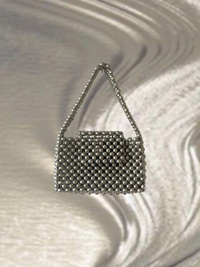 Disco Tasche, Perlentasche, Silberperlentasche, Abendtasche, Handgemachte Silbertasche, Frauenperlentasche von SUNBEADCO