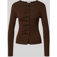 SUNCOO PARIS Strickjacke mit Raffungen Modell 'GAMIRA' in Dunkelbraun, Größe XS von SUNCOO PARIS