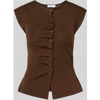 SUNCOO PARIS Strickshirt mit Rüschen Modell 'PAGNI' in Dunkelbraun, Größe XS SUNCOO PARIS Strickshirt mit Rüschen Modell 'PAGNI' in Dunkelbraun, Größe XS von SUNCOO PARIS
