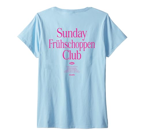 Damen Sunday FRÜHSCHOPPEN Club X Oktoberfest - Bier. Backprint T-Shirt mit V-Ausschnitt von SUNDAY FRÜHSCHOPPEN CLUB - LIVELIFE OKTOBERFEST