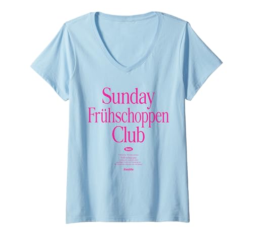 Damen Sunday FRÜHSCHOPPEN Club X Oktoberfest - Bier. FRONTAL T-Shirt mit V-Ausschnitt von SUNDAY FRÜHSCHOPPEN CLUB - LIVELIFE OKTOBERFEST