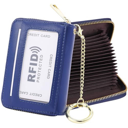 RFID Blocking Credit Card Holder, 20 Card Slots Large Capacity Accordion Card Wallet, Leather Card Case with Removable Keychain and ID Window, Kb08-pw-db, Einheitsgröße, Klassisch RFID Blocking Credit Card Holder, 20 Card Slots Large Capacity Accordion Card Wallet, Leather Card Case with Removable Keychain and ID Window, Kb08-pw-db, Einheitsgröße, Klassisch von SUNDEE