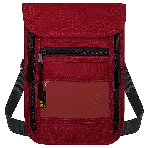 sundee Reise-Hals-Geldbörse mit Doppelreißverschlüssen, RFID-blockierender Reisepasshülle mit verstellbarem Umhängeband für Männer und Frauen, um Bargeld, Kreditkarten und Reisedokumente sicher von SUNDEE