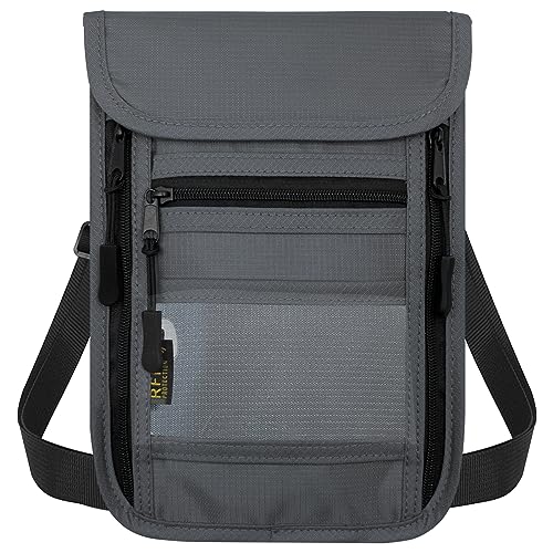 sundee Reise-Hals-Geldbörse mit Doppelreißverschlüssen, RFID-blockierender Reisepasshülle mit verstellbarem Umhängeband für Männer und Frauen, um Bargeld, Kreditkarten und Reisedokumente sicher von SUNDEE