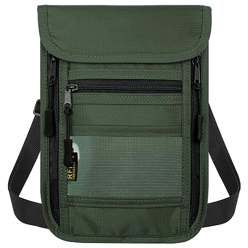 sundee Reise-Hals-Geldbörse mit Doppelreißverschlüssen, RFID-blockierender Reisepasshülle mit verstellbarem Umhängeband für Männer und Frauen, um Bargeld, Kreditkarten und Reisedokumente sicher von SUNDEE